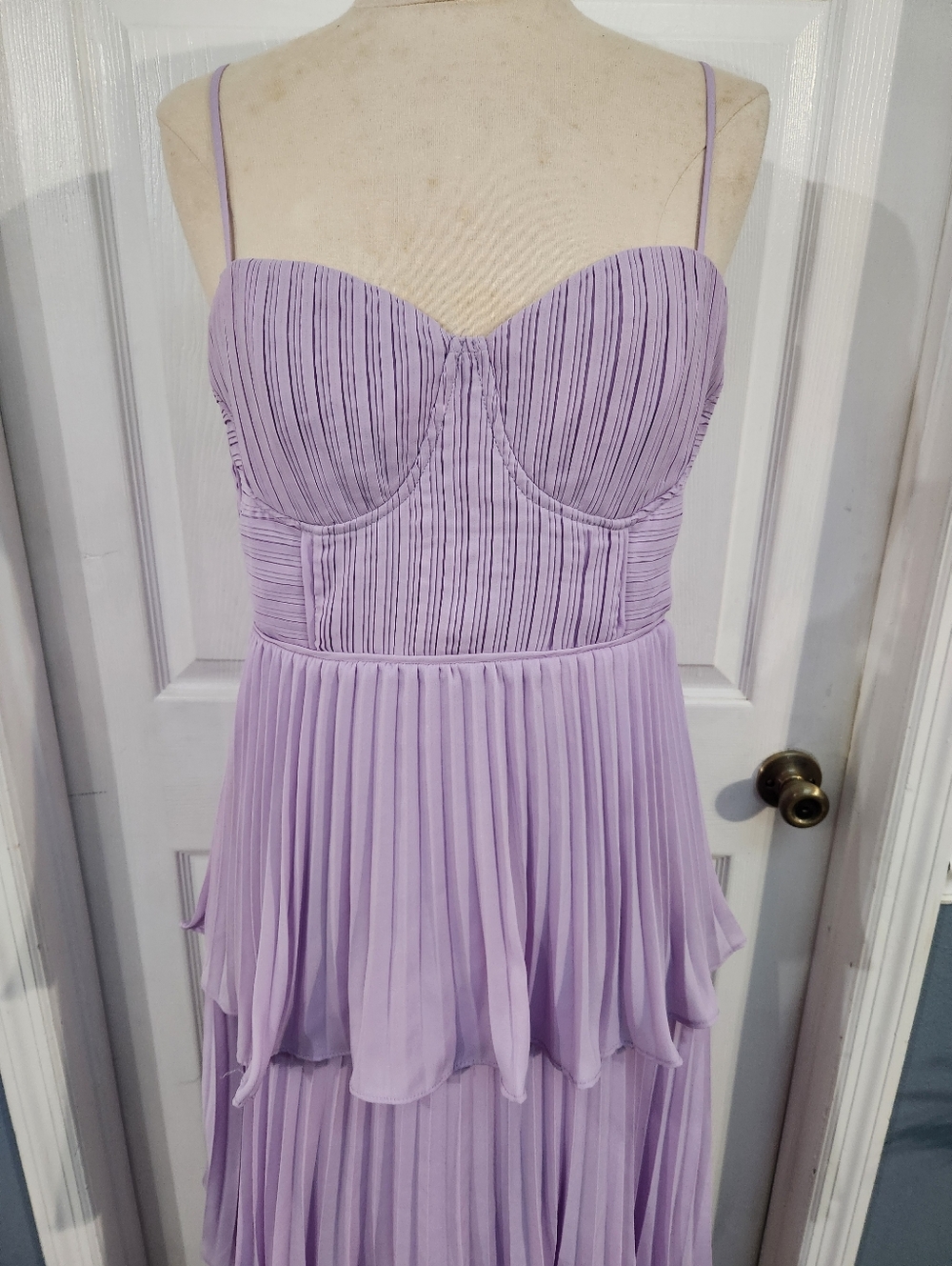 Lulu's Soft Lilac Tiered Midi Dress with Sweetheart Neckline - Picture 6 of 16
